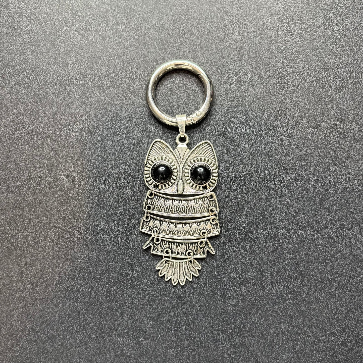 Assorted Broaches & Key Rings - Silver Owl Design Keychain & Brooch Set for Fashion Accessories