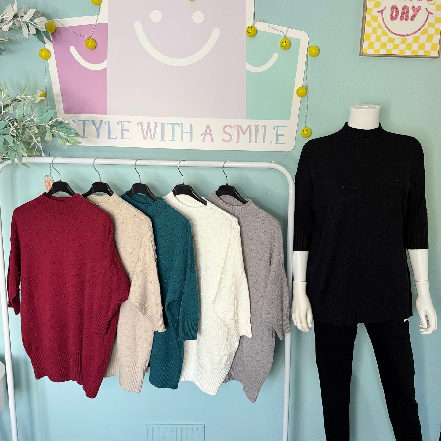 Emily - Bubble 3/4 Length Jumper - Womenswear.