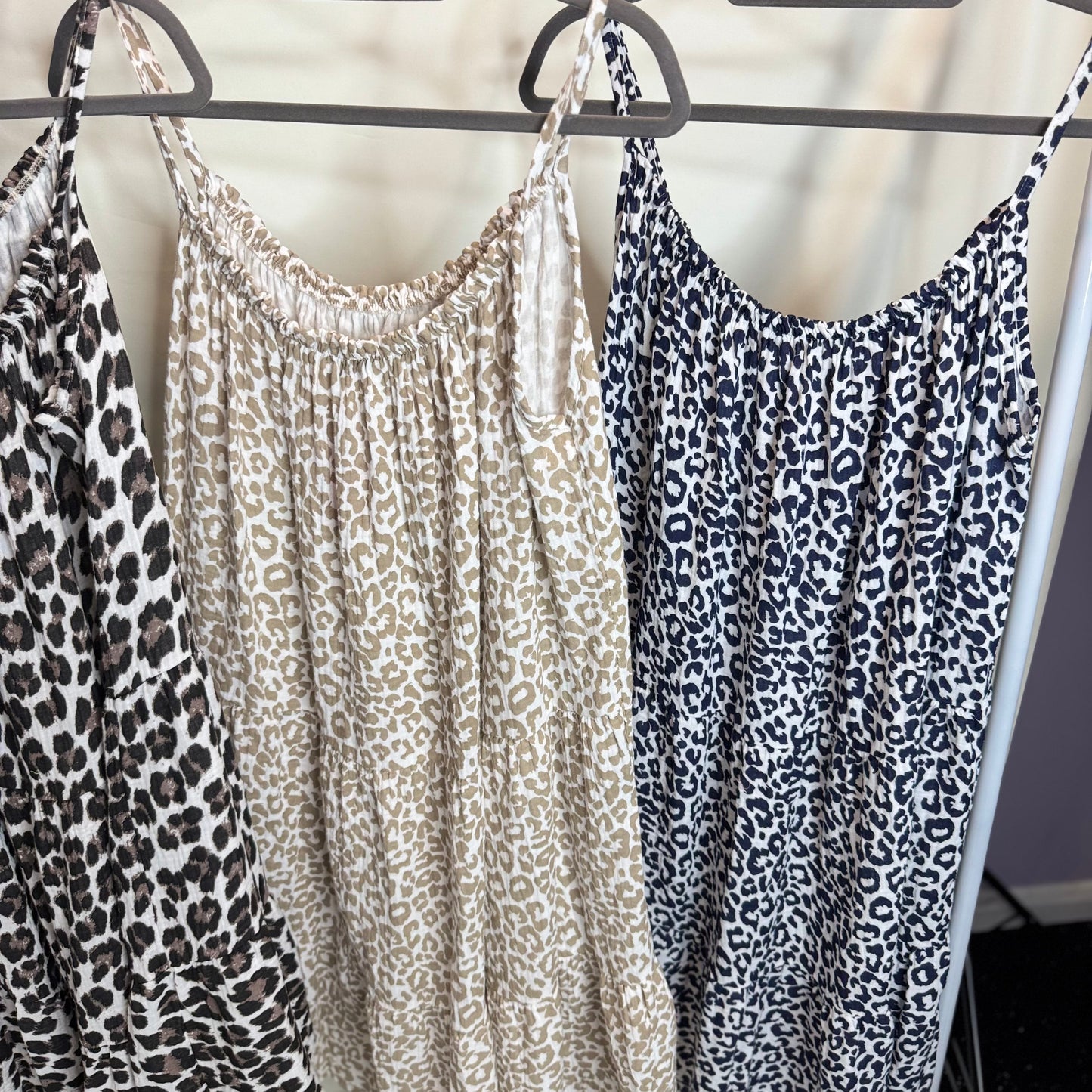 Felicity - Leopard Print Cheesecloth Midi Dress
