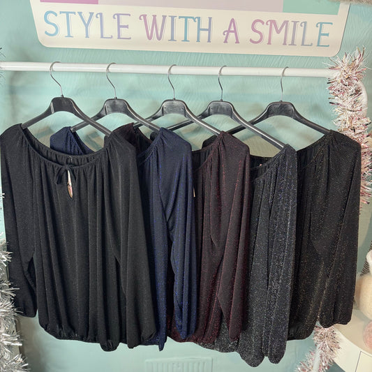 Jasmine - Lurex Sparkle Long Sleeve Top - Womenswear.