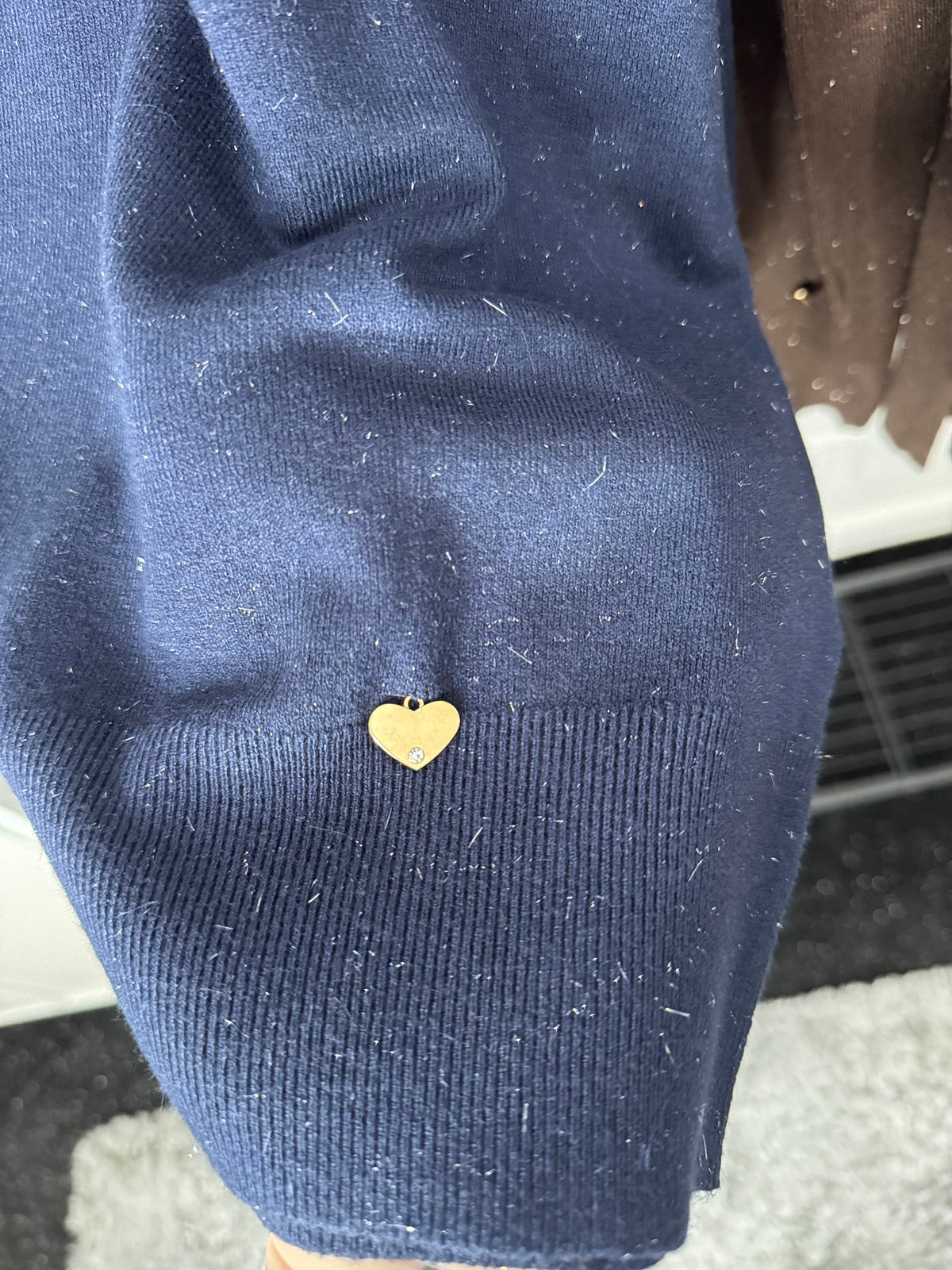 Grace - Speckle Fine Knit Jumper with little Heart Charm