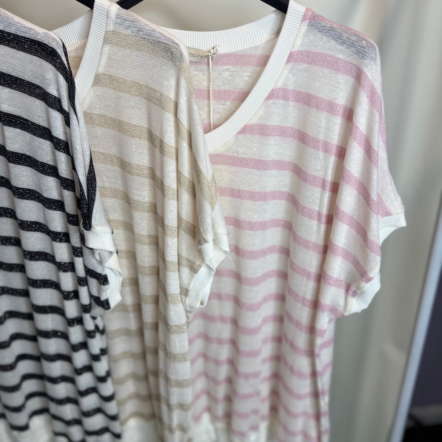 Scarlett - Stripe Lurex V Neck Top