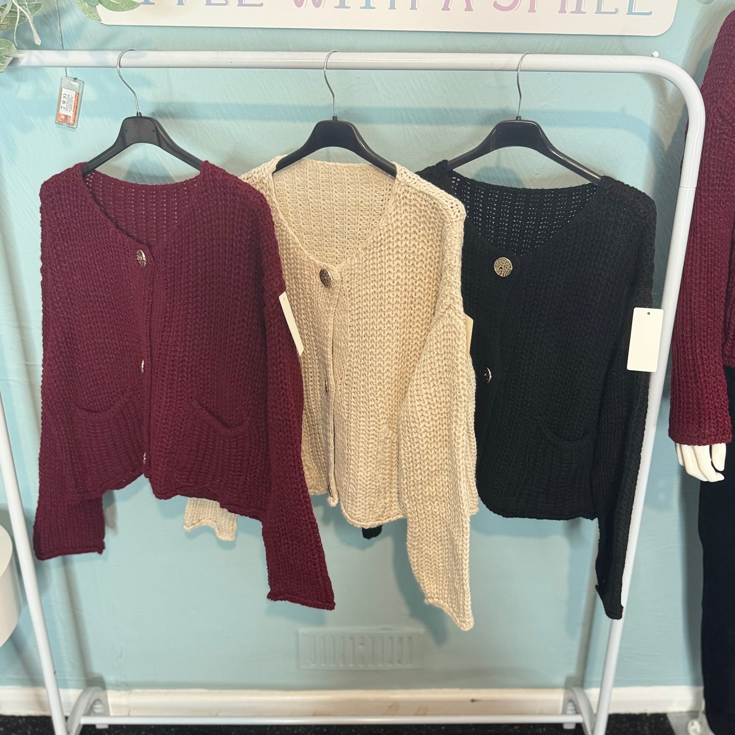 Mandy - Gold Hammered Button Cardigan - up to a size 18 - Knitwear Womenswear