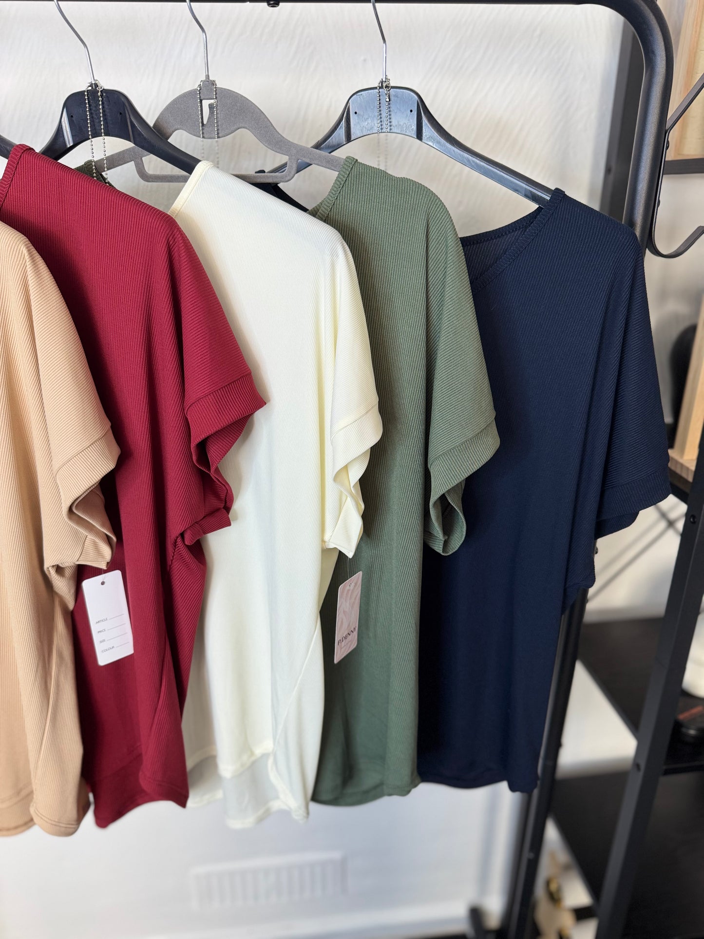 Maddie - Ribbed V Neck Top