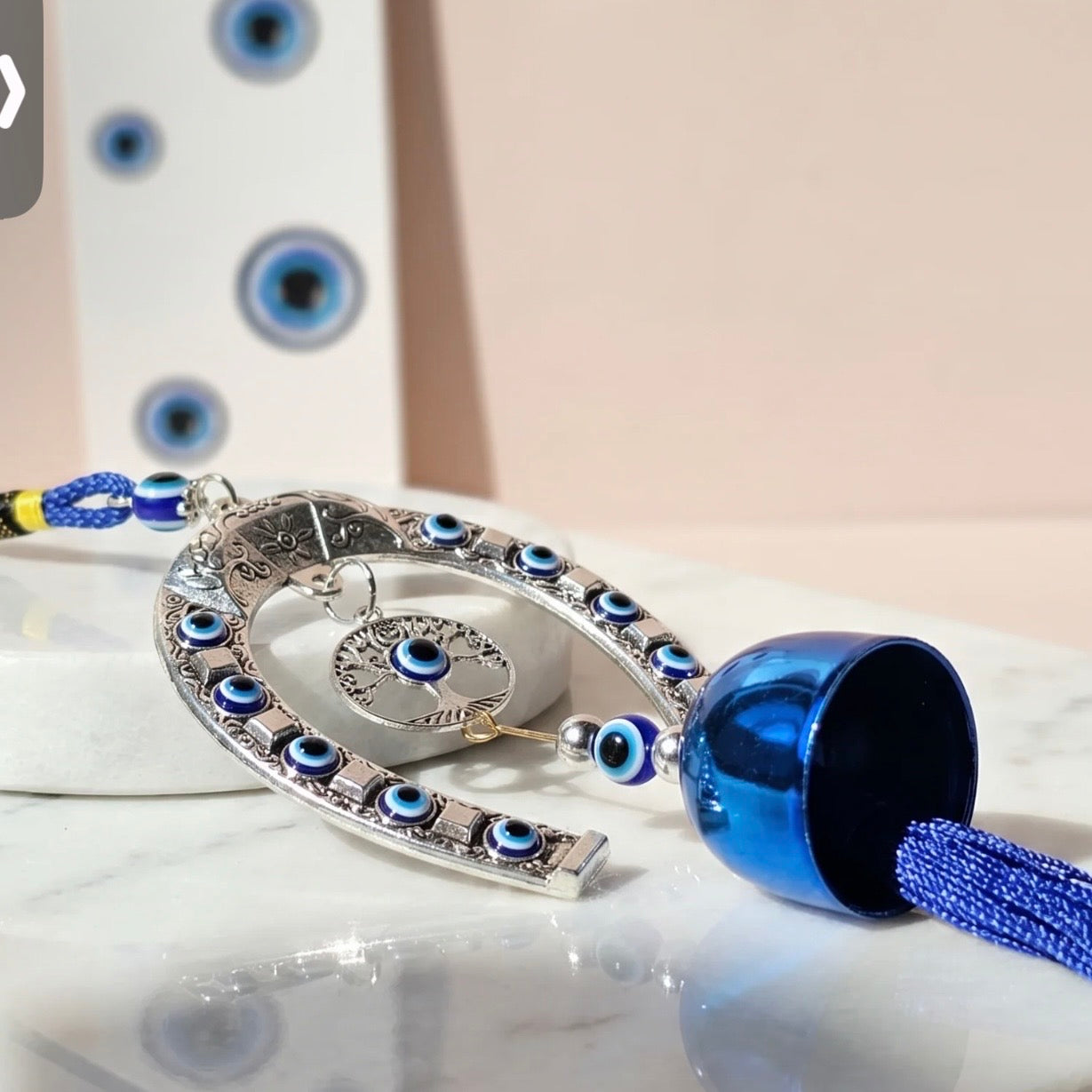 Evil Eye Horse Shoe Tassel Wind Chime