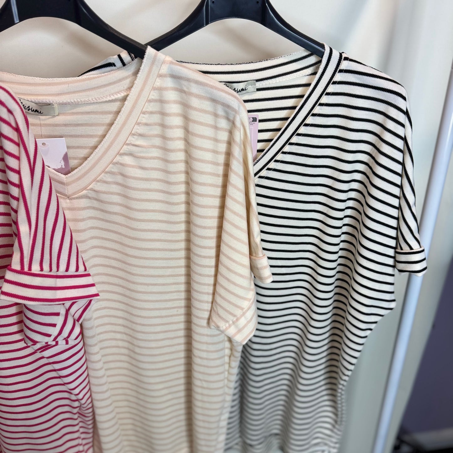 Sasha - V Neck Basic Stripe Tee