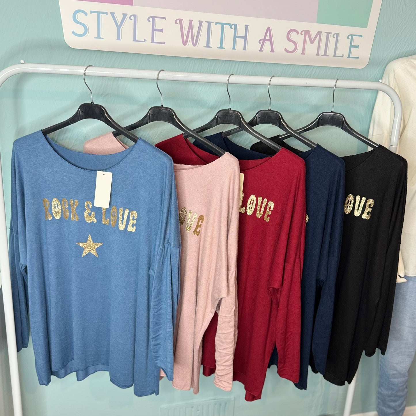 Maryanne - Gold Rock and Love Sparkle Fine Knit Jumper -  Womenswear Knitwear Long Sleeve.