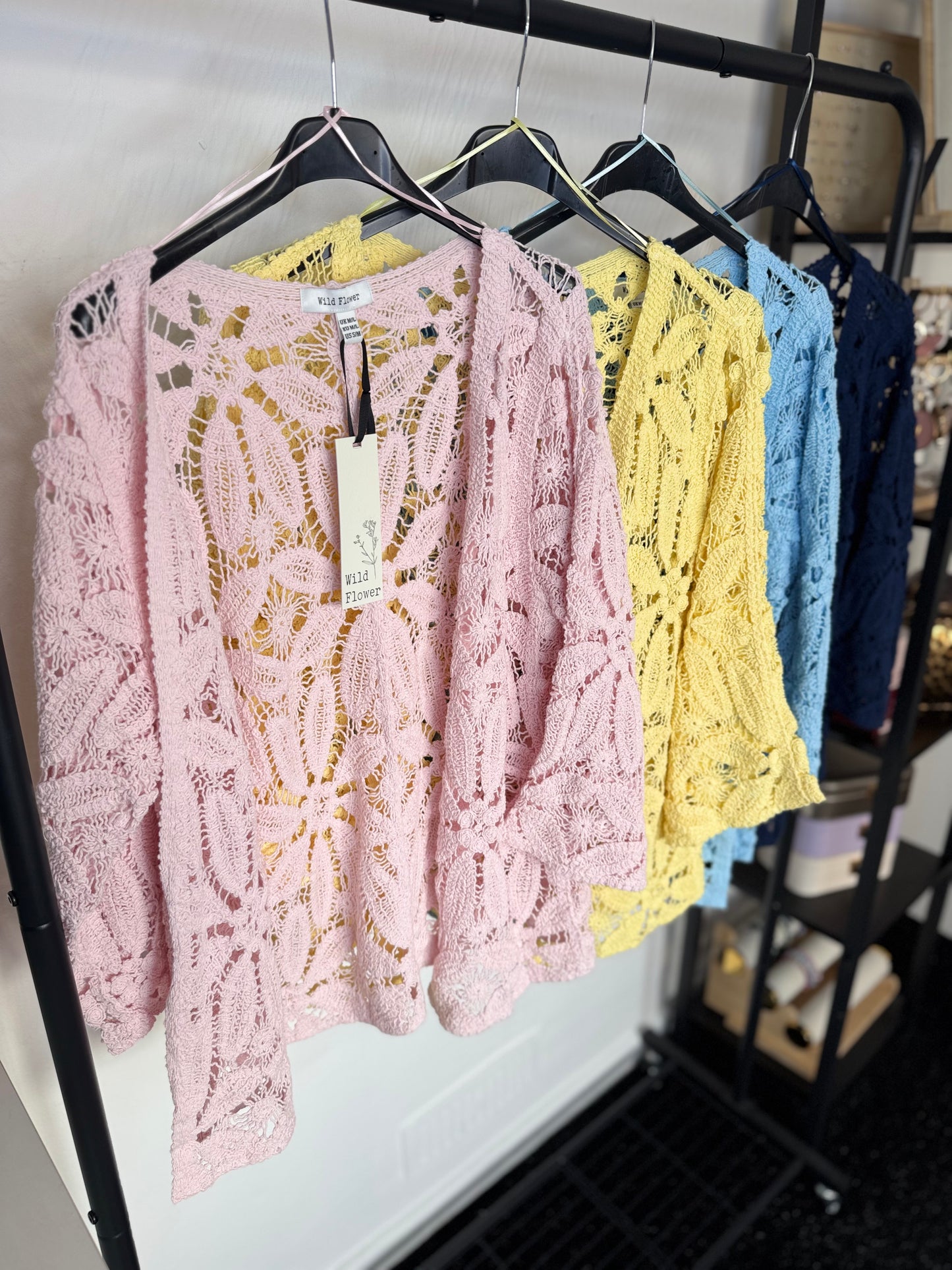 Mary - 3/4 Sleeve Crochet Cardigan