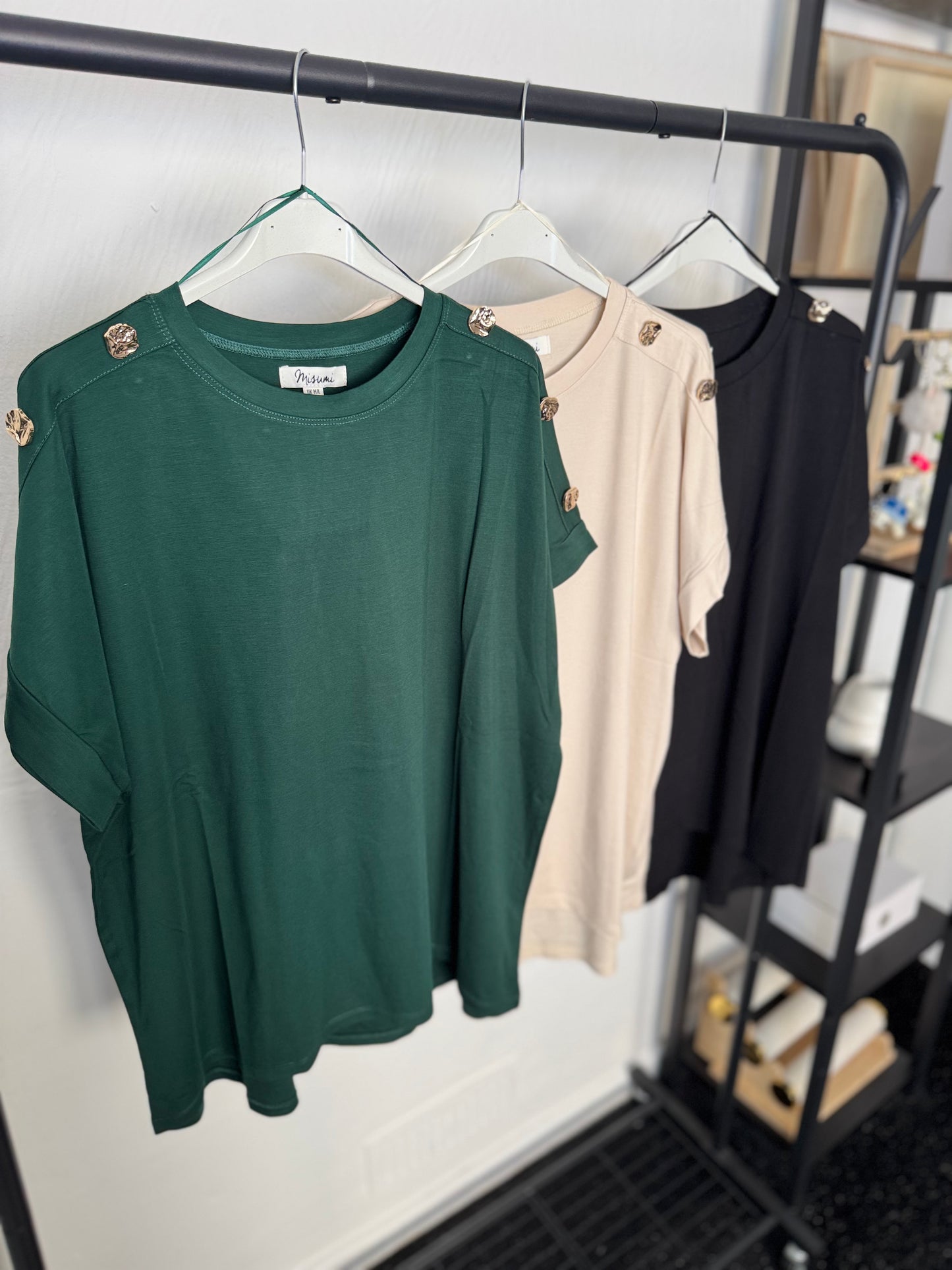Victoria - Gold Button Detailing T Shirt