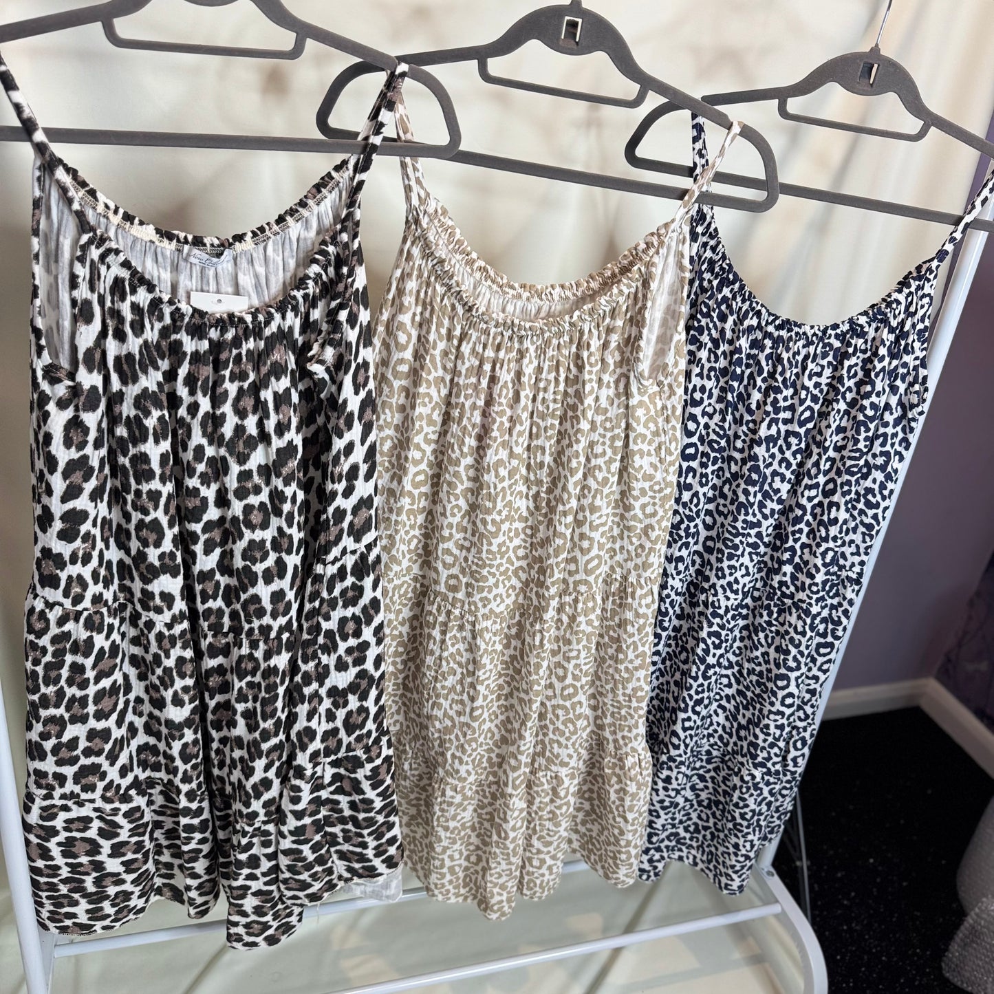 Felicity - Leopard Print Cheesecloth Midi Dress