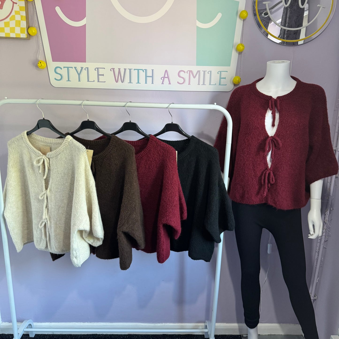 Luna - Tie Up 3/4 Length Knitted Cardigan!