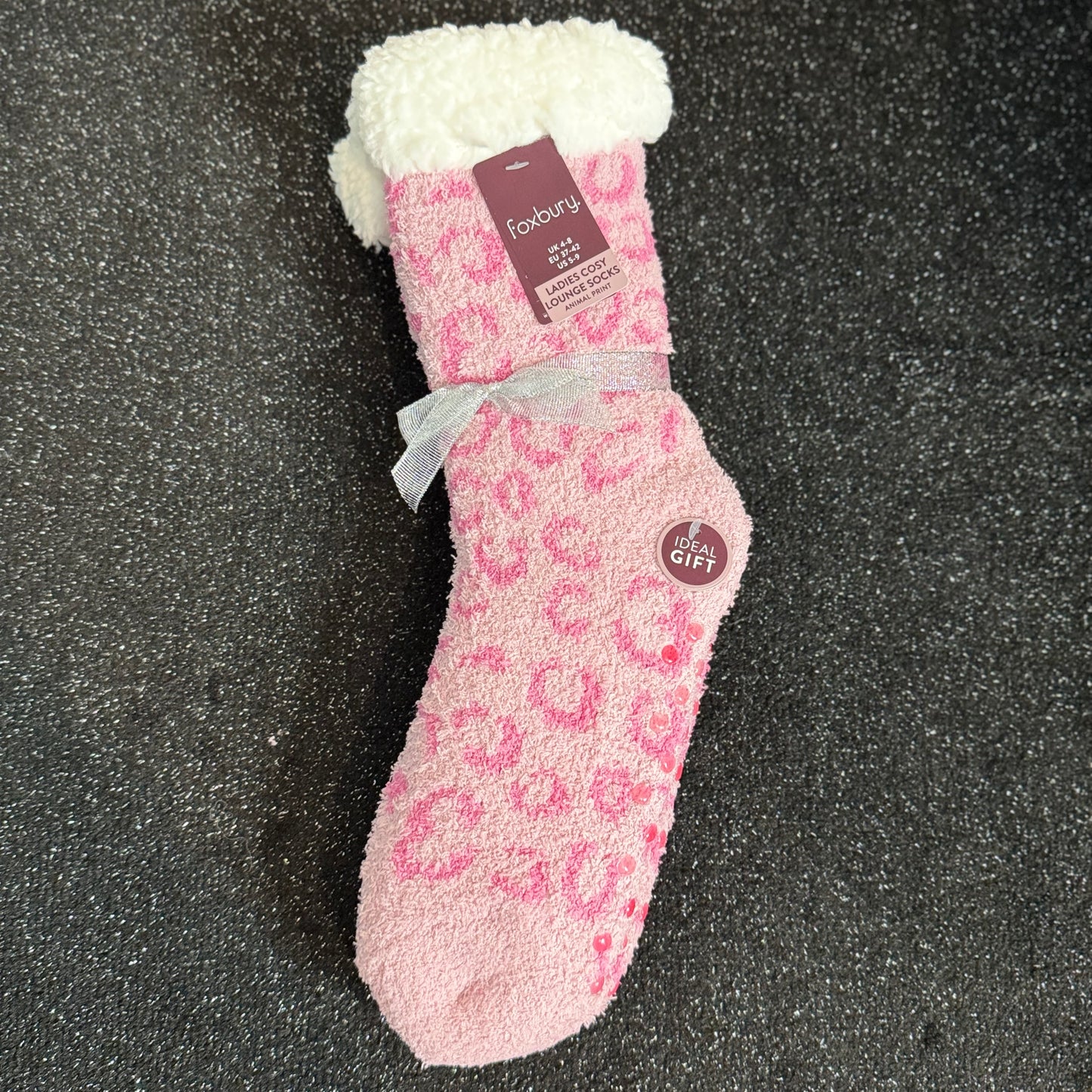 Ladies Fluffy Slipper Socks With Grippers-  Womenswear Furry.