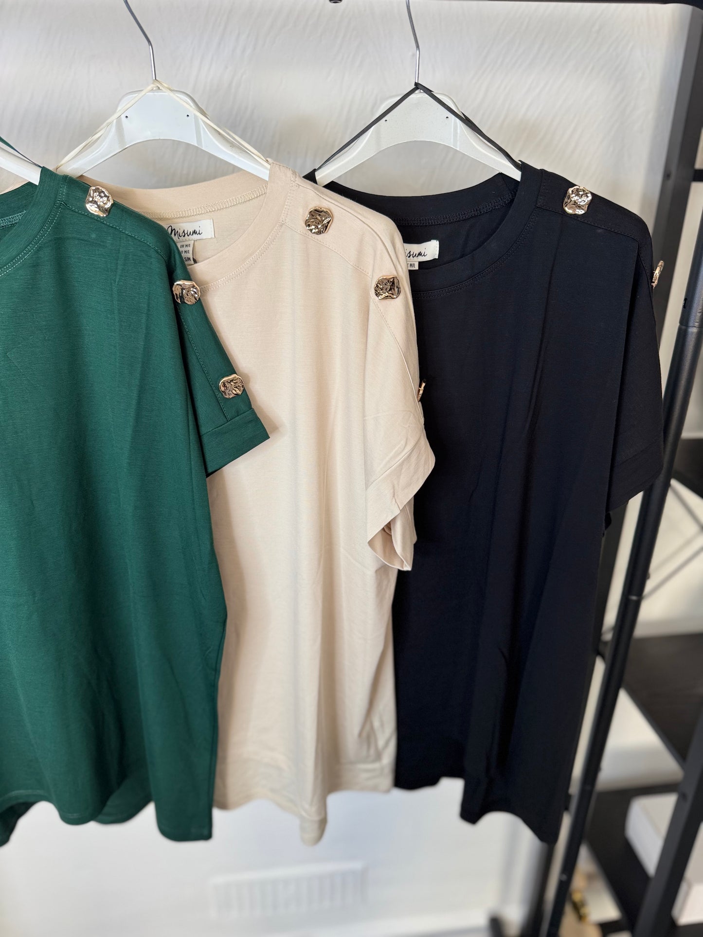 Victoria - Gold Button Detailing T Shirt