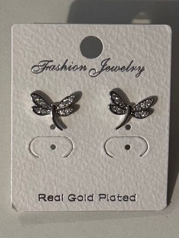 🦋 Dragonfly Cubic Zirconia Stud Earrings