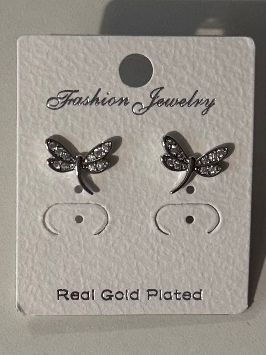 🦋 Dragonfly Cubic Zirconia Stud Earrings
