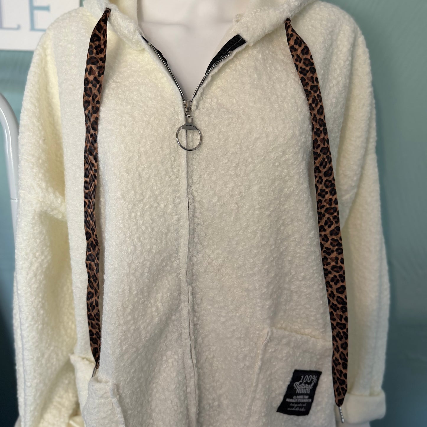 Juliette - Teddy Leopard Print Coat With Pockets - up to a UK 18.