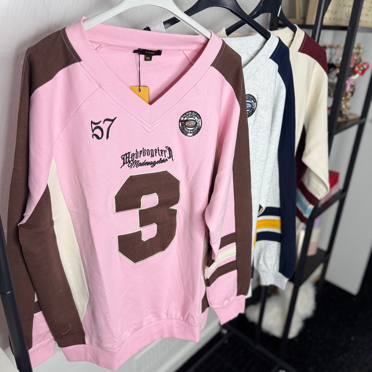 Charley - V Neck No.3 Varsity Oversized Jumper