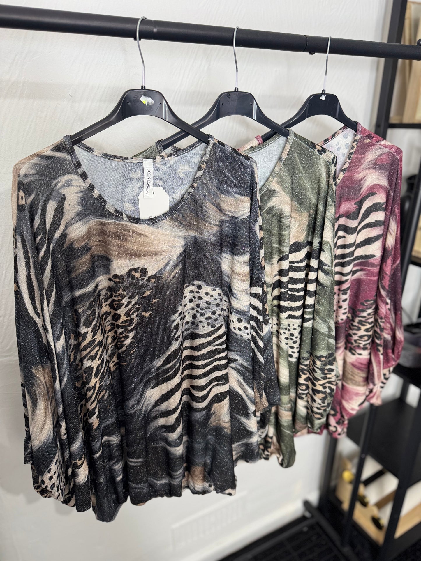 Zoe - Animal Print Bubble Lurex Top