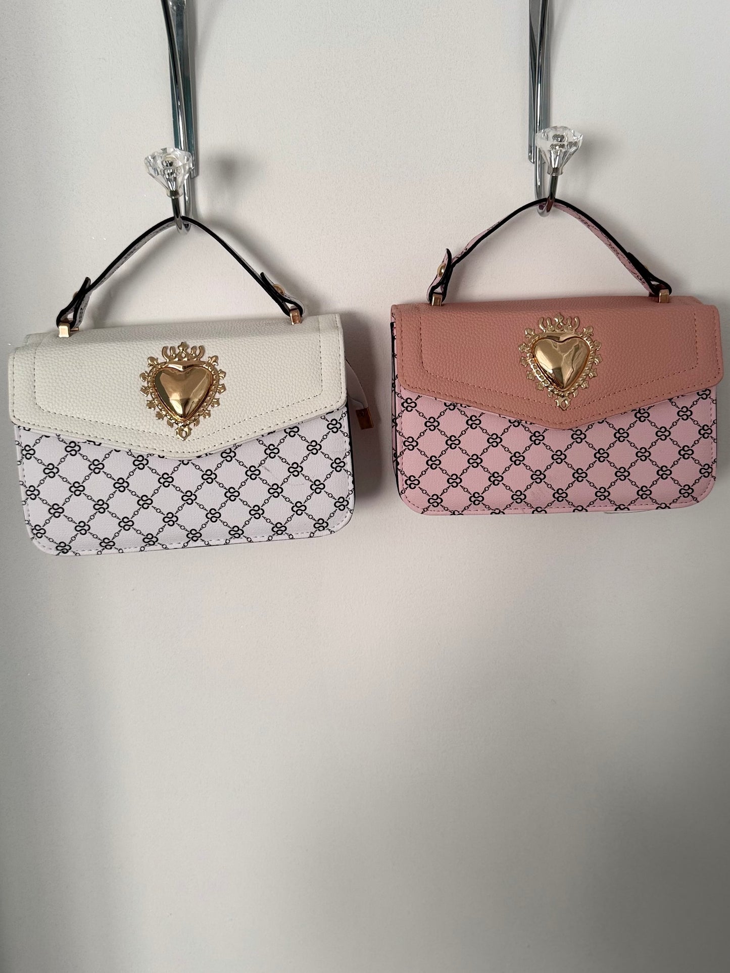 Heart Emblem Monogram Cross Body Handbag