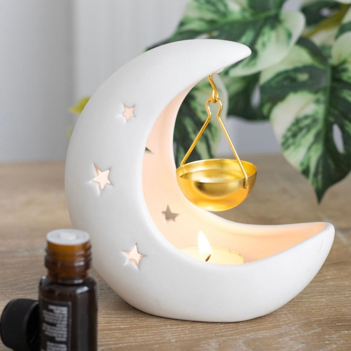White Crescent Moon Oil Burner