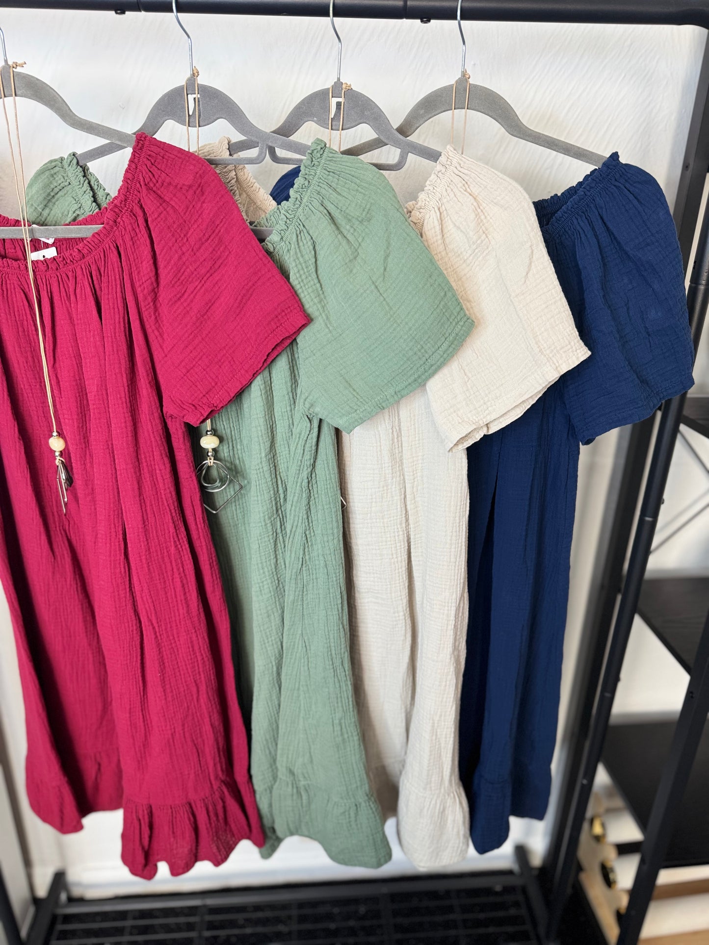 Mia - Bardot Cheesecloth Midi Dress