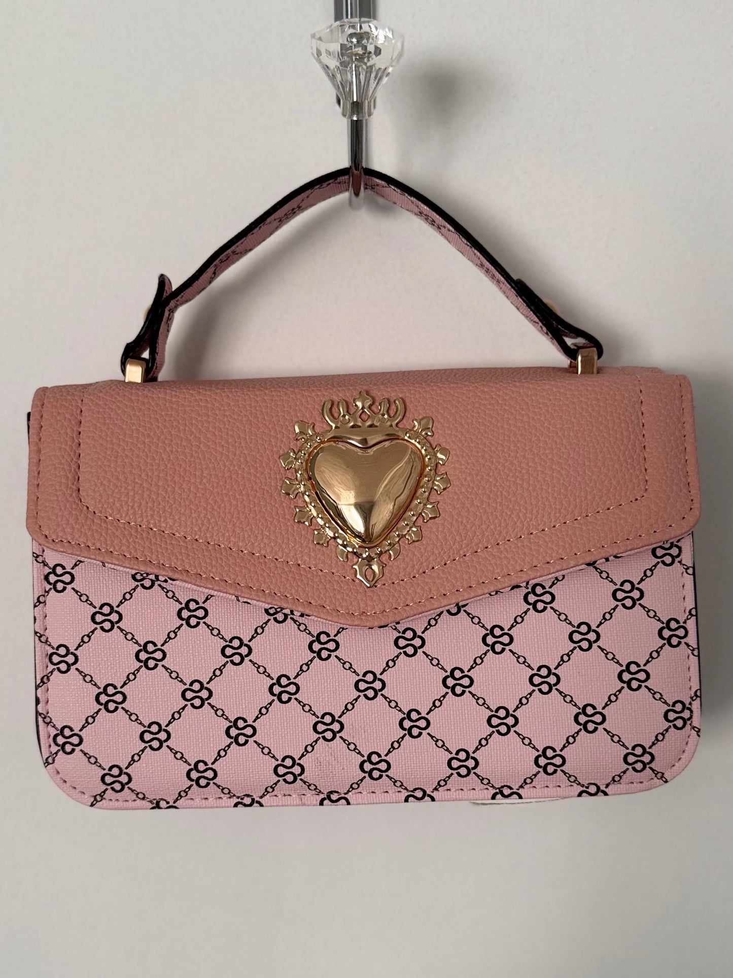 Heart Emblem Monogram Cross Body Handbag