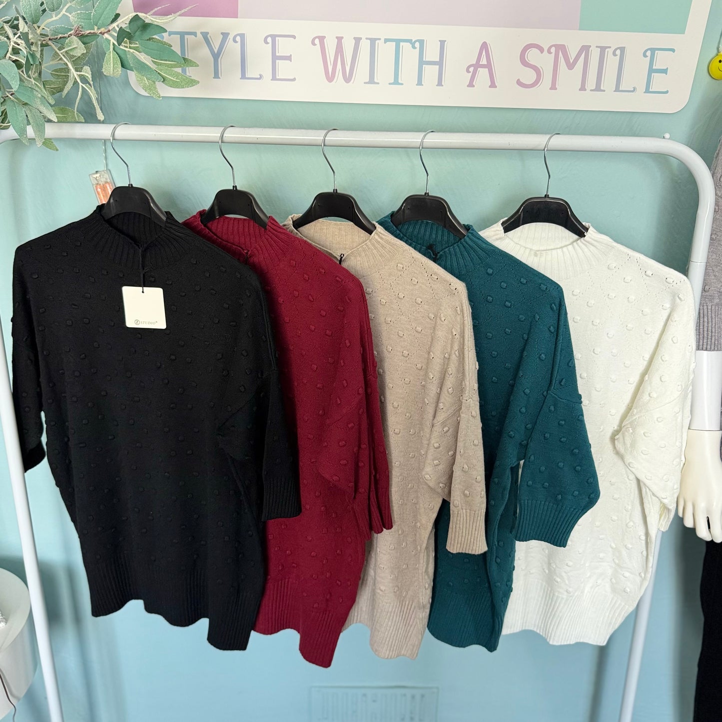 Emily - Bubble 3/4 Length Jumper -  Womenswear.