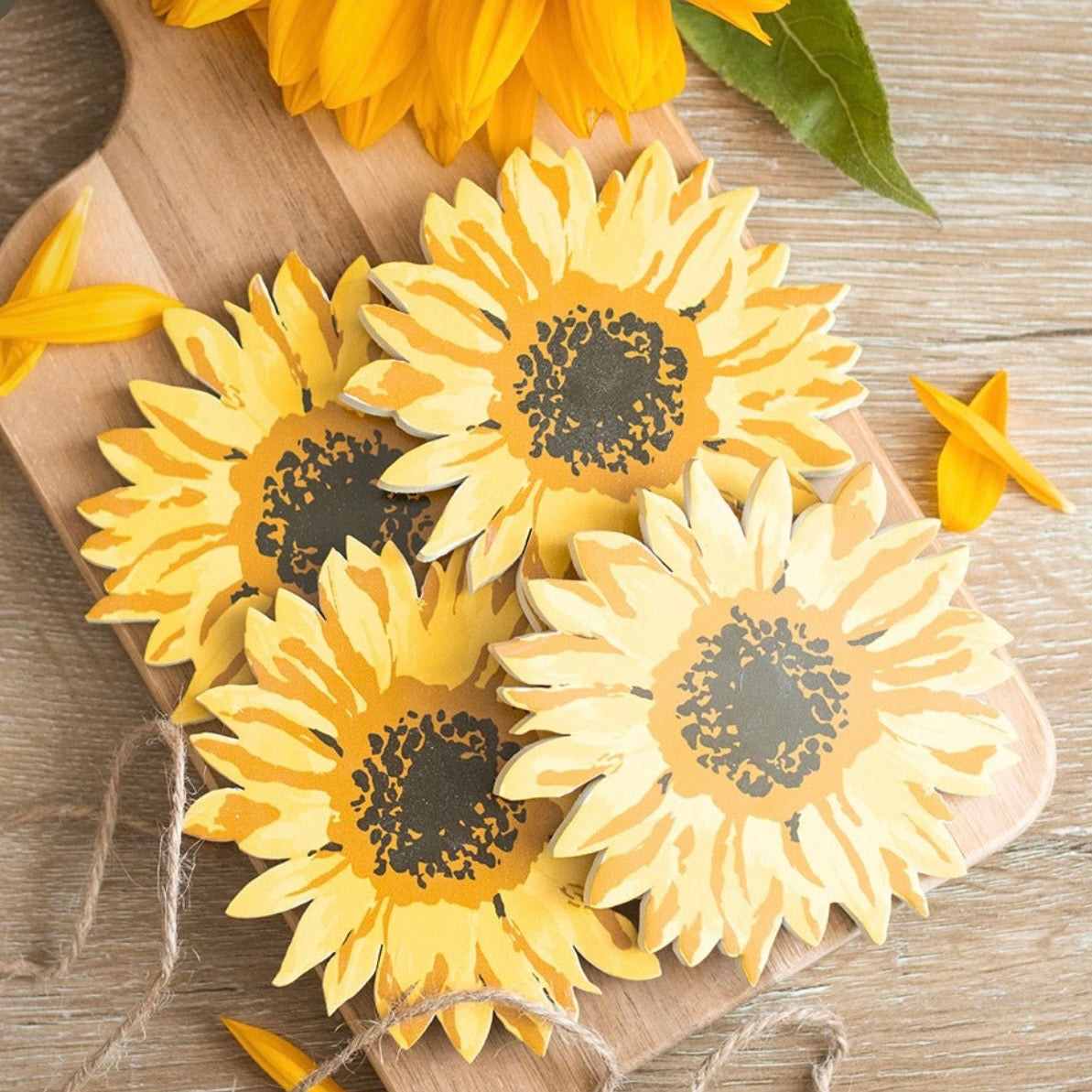 Set of 4 Sunflower Coaster Set