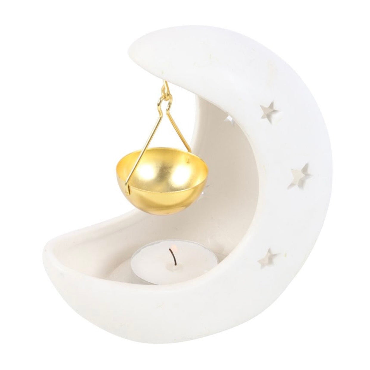 White Crescent Moon Oil Burner