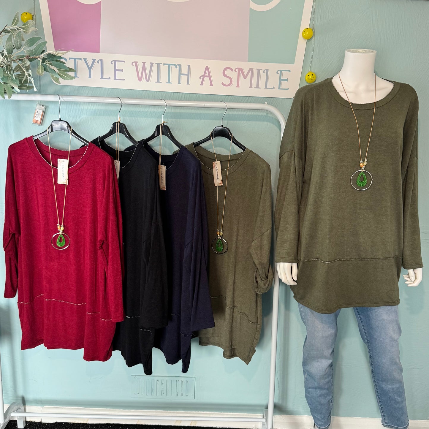 Madison - Long Sleeve Oversized Trim jumper/Top - up to a UK 24.