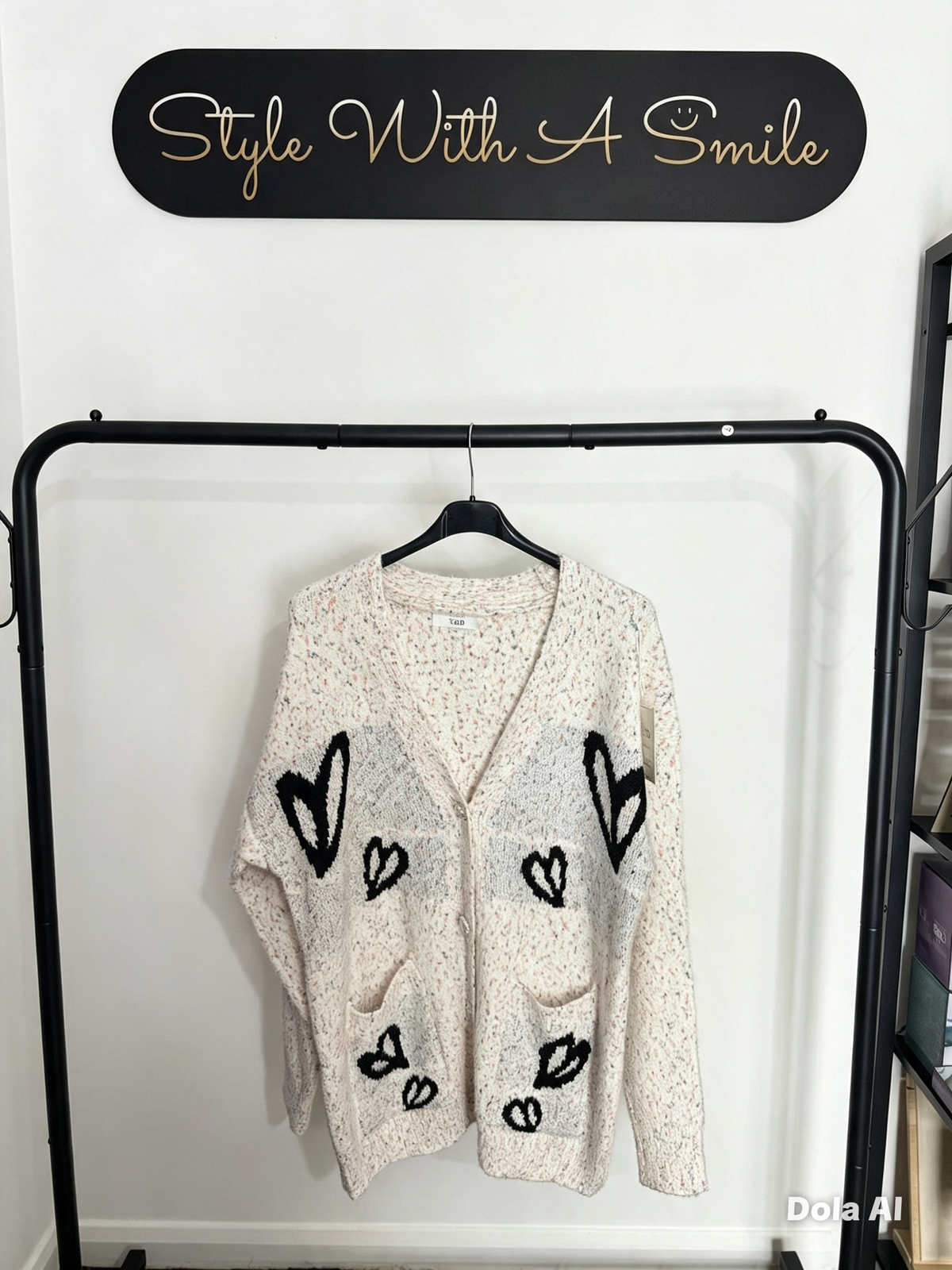 Mona - Speckle Pearl Heart Cardigan