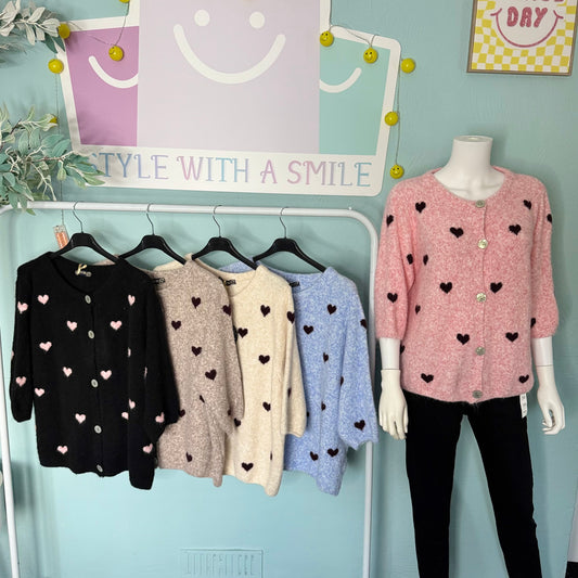 Margot - Heart Detailing Jumper/Cardigan -  Womenswear Knitwear.