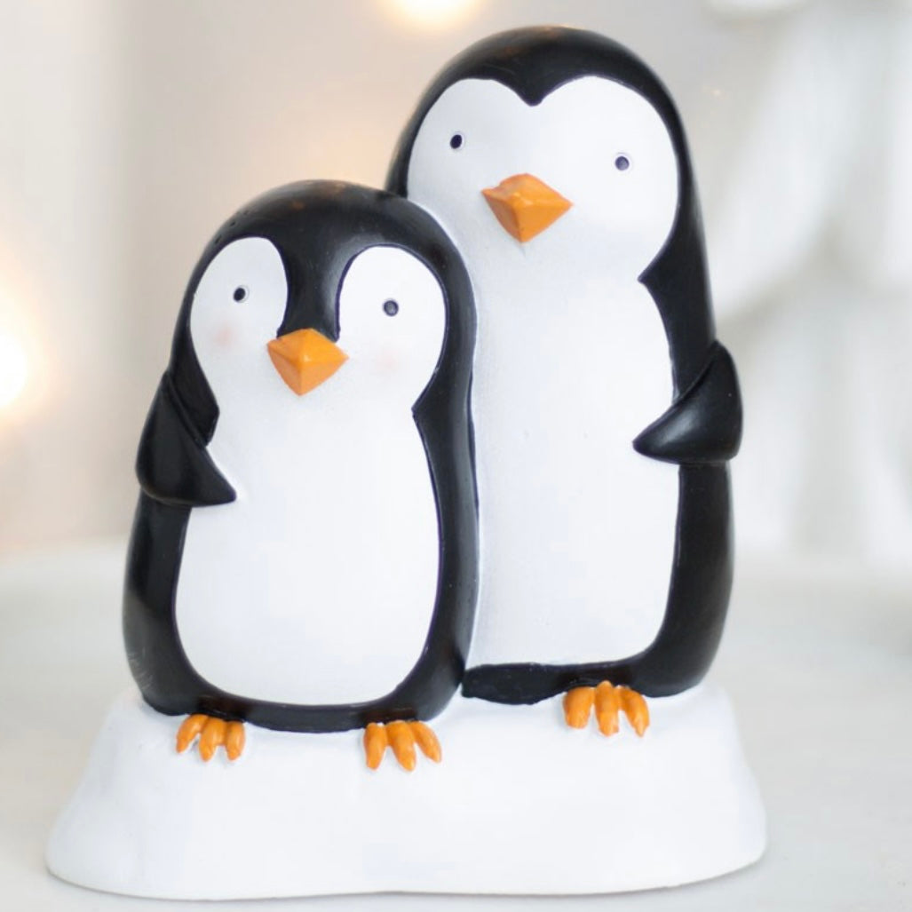 Snuggle Season Resin Penguin Ornament