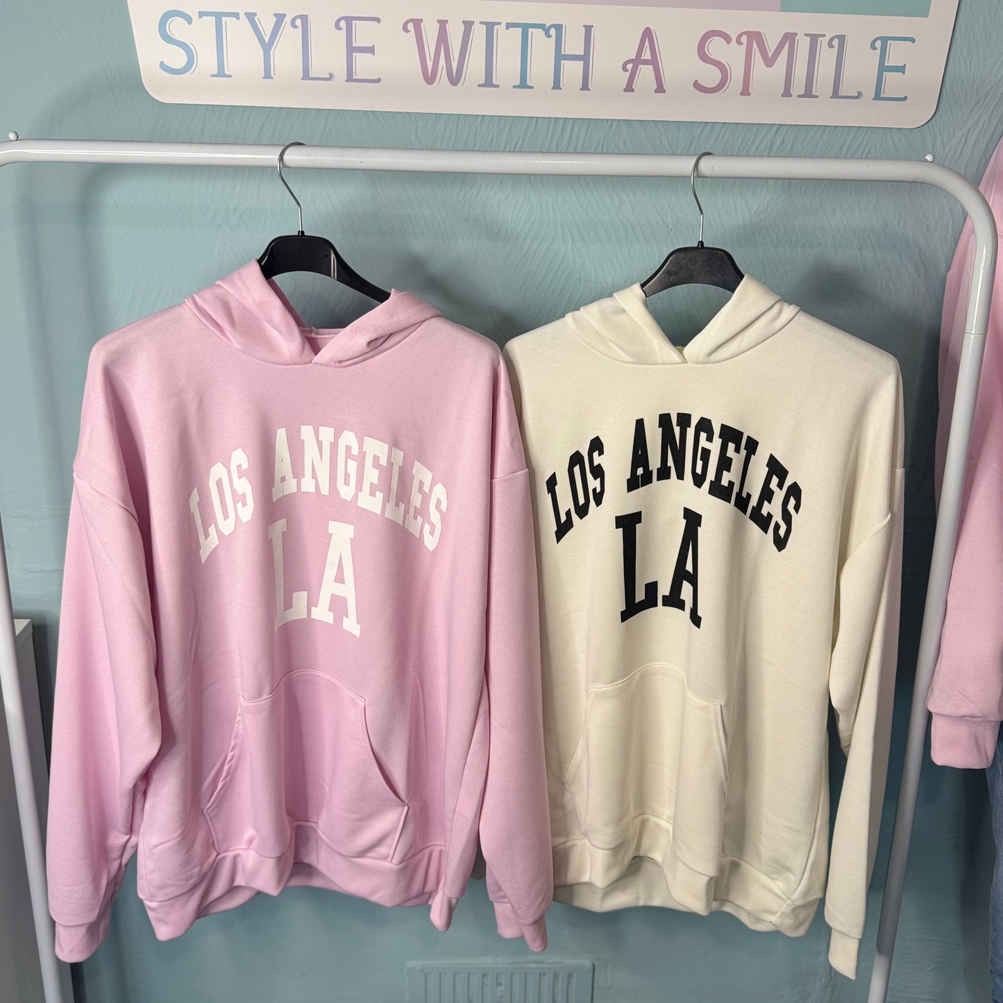 Salma - LA Slogan Hoodie With Front Pouch Pockets! Comfortable Womenswear