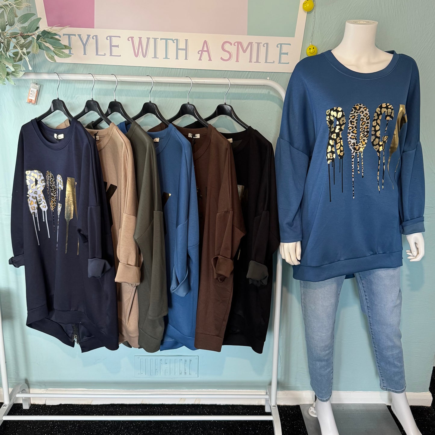 Kennedy - Oversized Gold Leopard super soft Rock Sweatshirt - up to a UK 20.