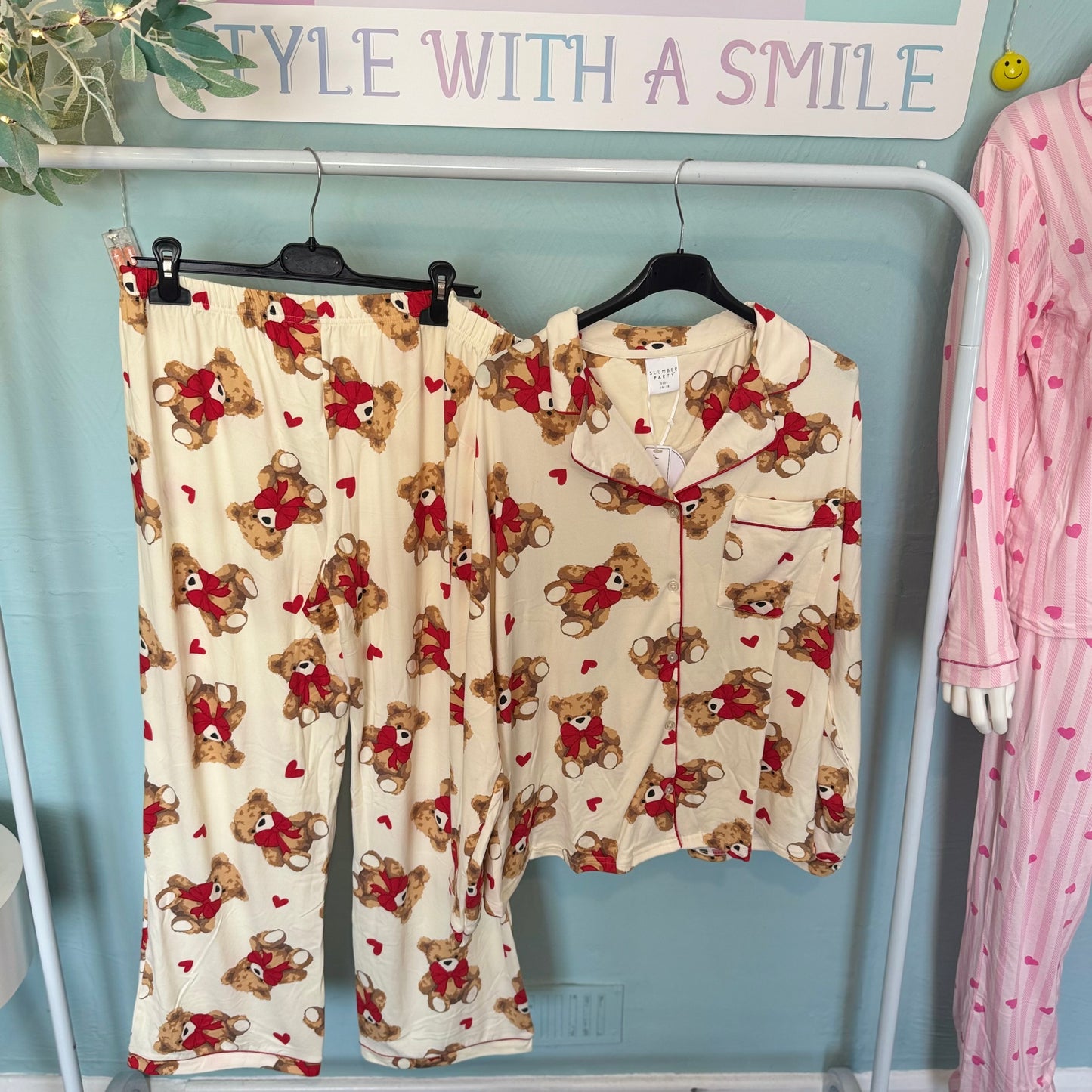 Button up Long Sleeve Pyjamas-  Pajamas Nightwear Womenswear.