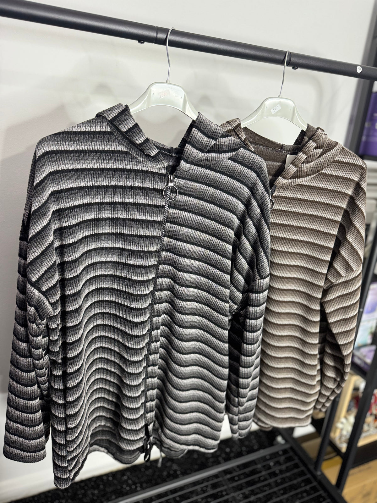 Melissa - Stripe Zip Hooded Jacket