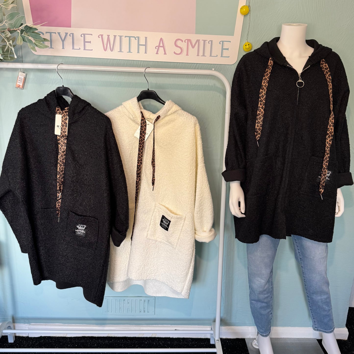 Juliette - Teddy Leopard Print Coat With Pockets - up to a UK 18.