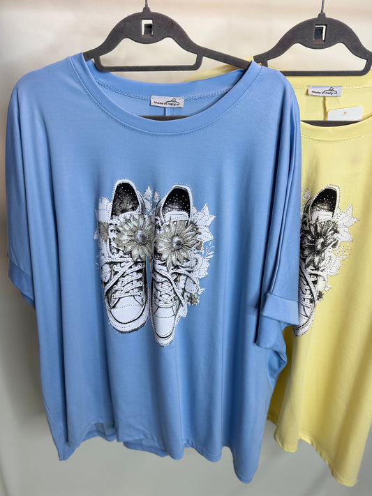 Frankie - Diamanté Shoe T Shirt