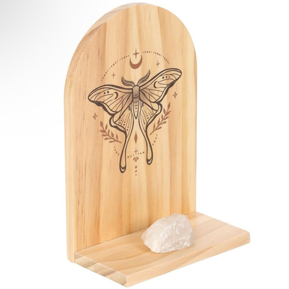 Natural Luna Moth Wooden Incense Holder Shelf