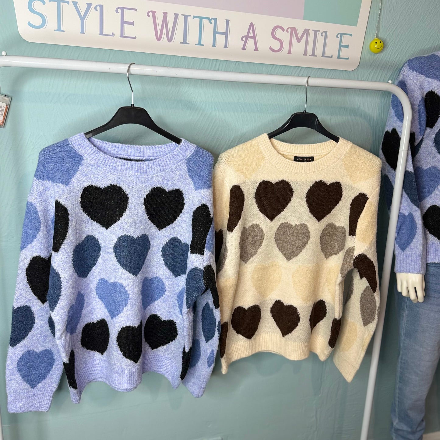 Adeline - Chunky Knit Heart Jumper -  Womenswear Knitwear Long Sleeve Crewneck.