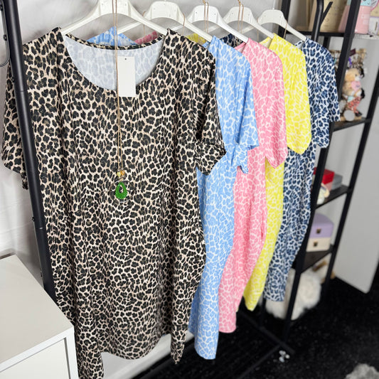 Suki - leopard Print Jersey Dress With Pockets