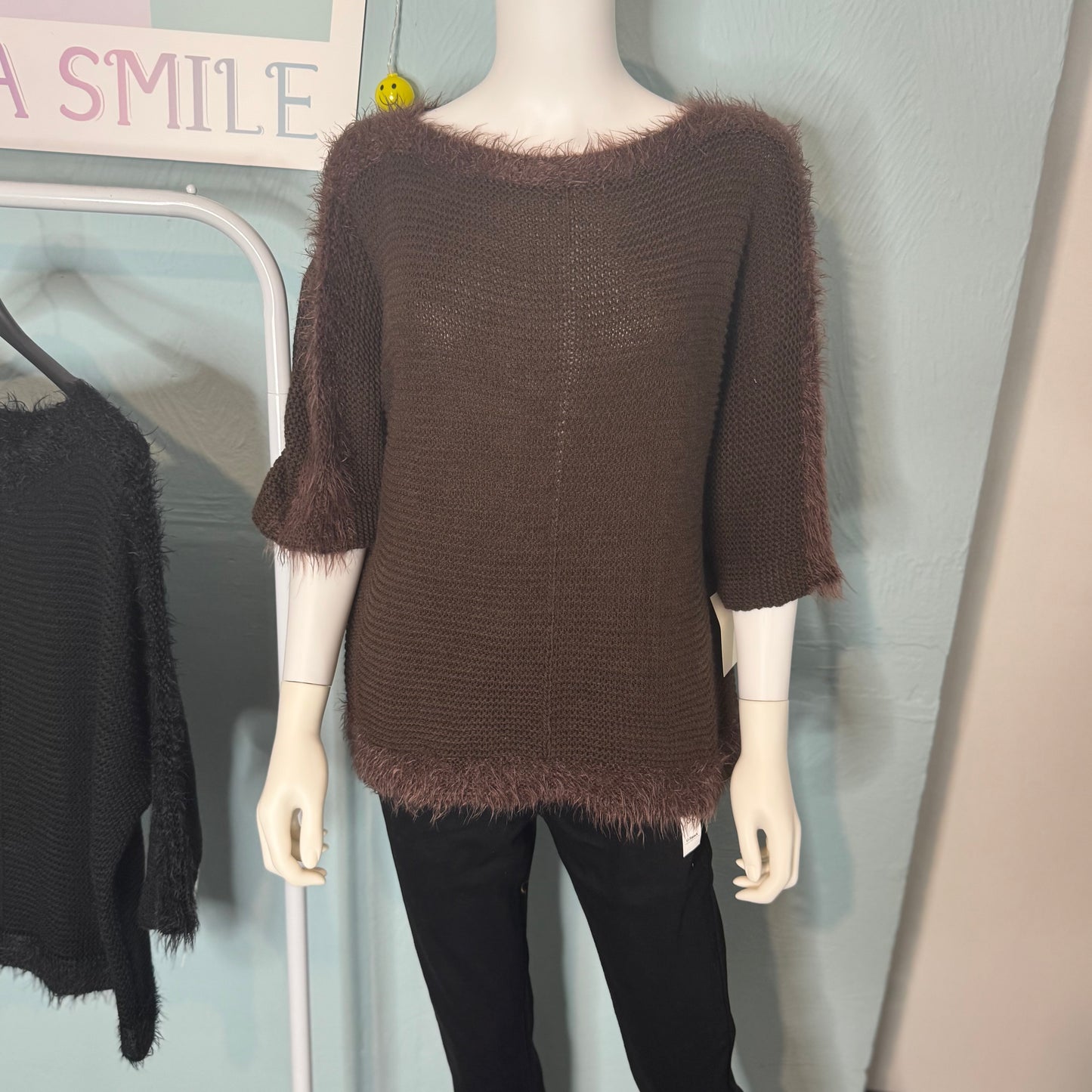 Sam- Waffle Knit 3/4 Sleeve Jumper - up to a UK 18 -  Knitwear Womenswear