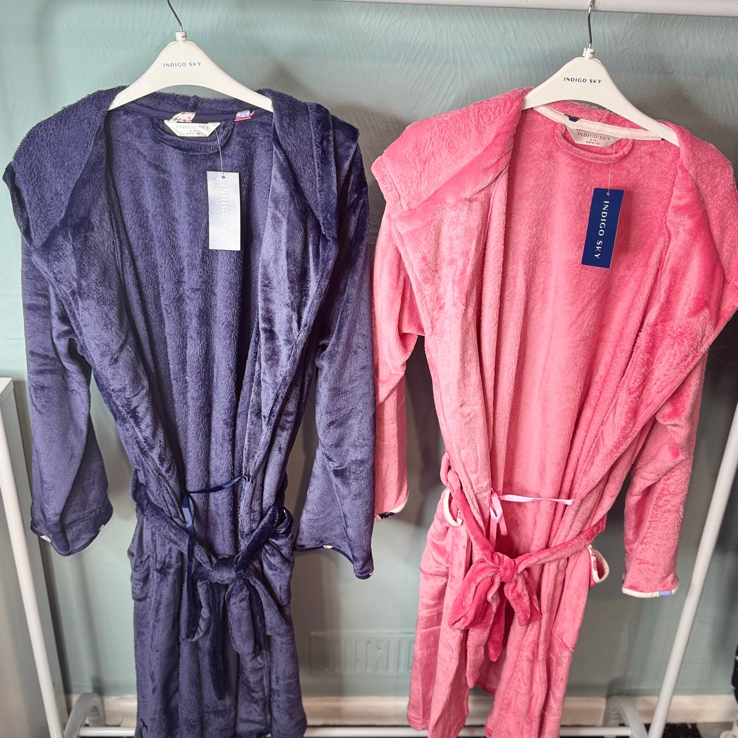 Ladies Super Soft Fleece Hooded Dressing Gown -  Womenswear Nightwear.