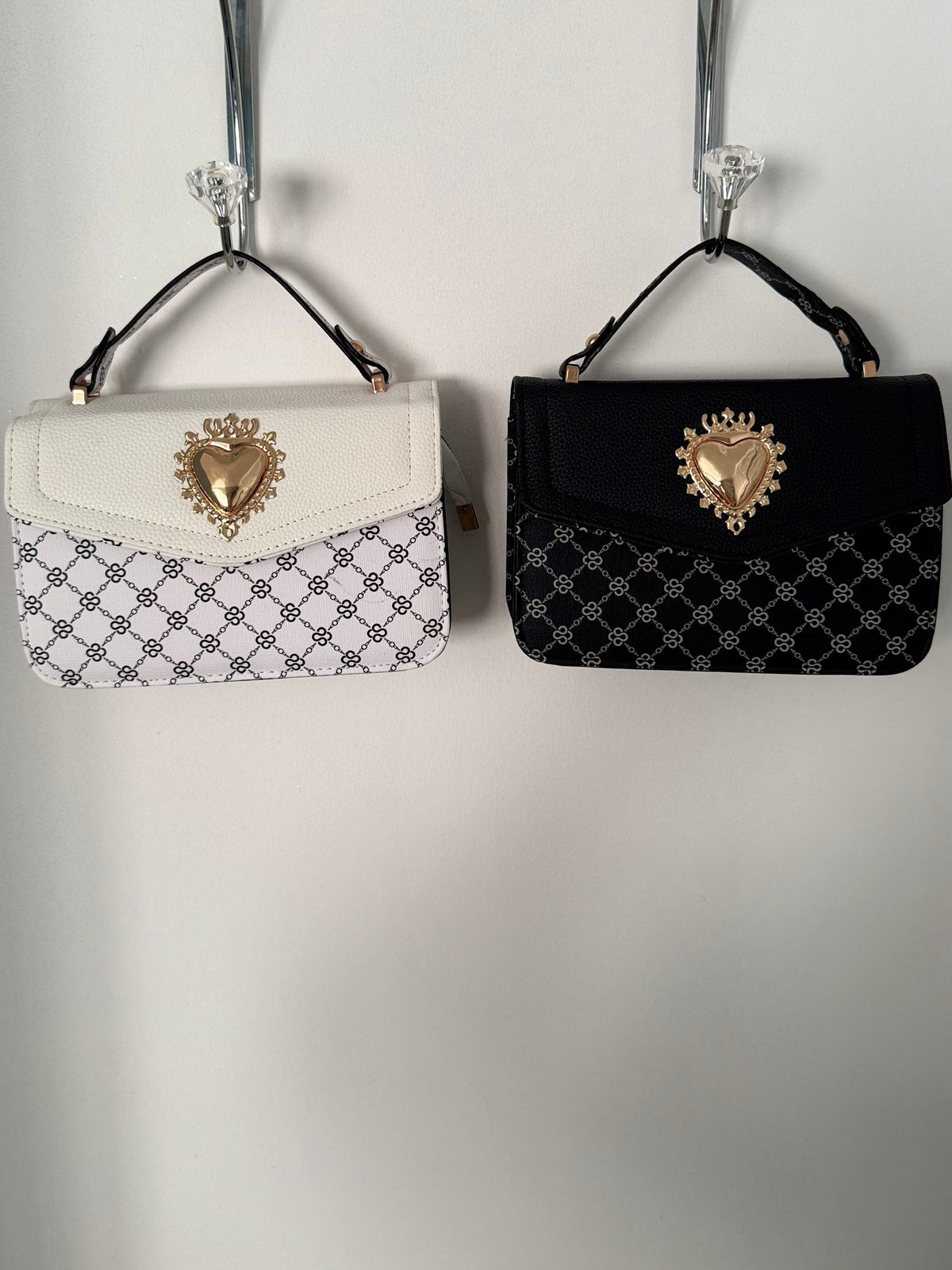 Heart Emblem Monogram Cross Body Handbag
