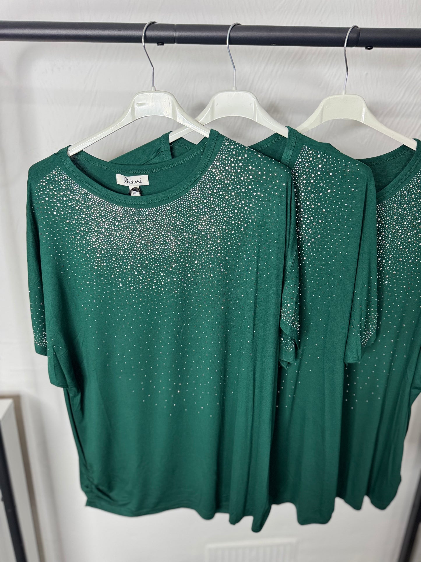 Marie - Diamanté Ruffle Side T Shirt