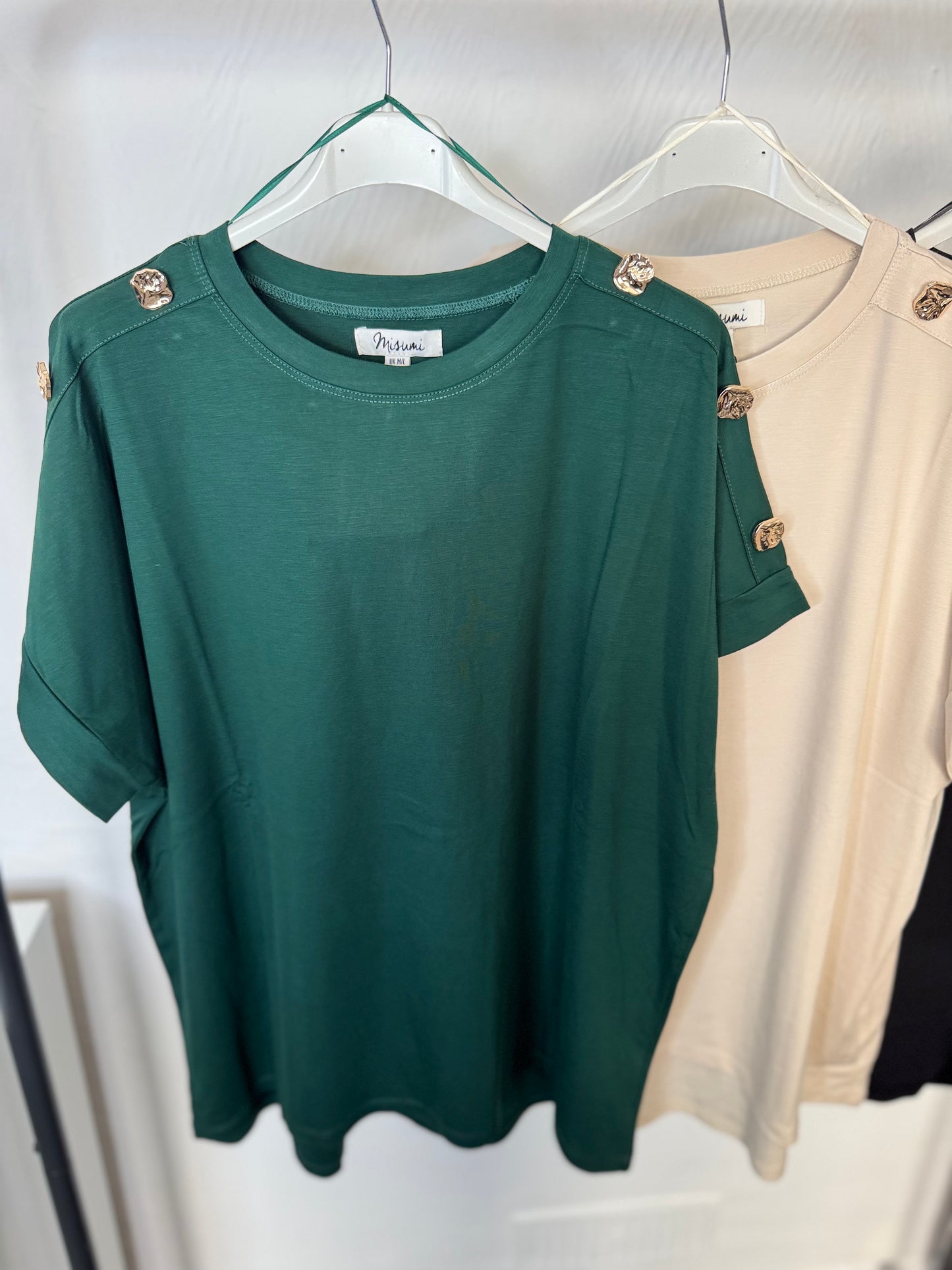 Victoria - Gold Button Detailing T Shirt