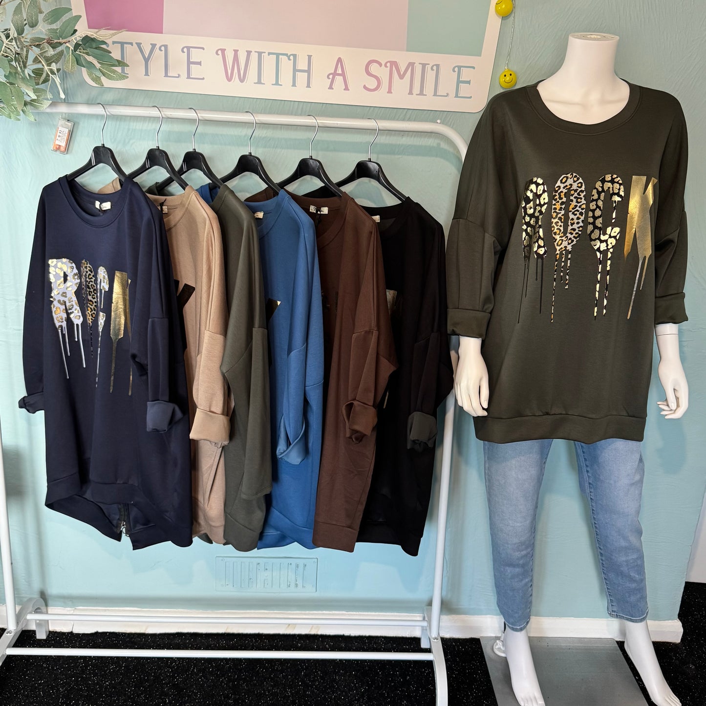 Kennedy - Oversized Gold Leopard super soft Rock Sweatshirt - up to a UK 20.