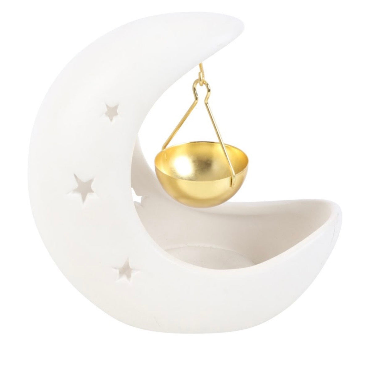 White Crescent Moon Oil Burner