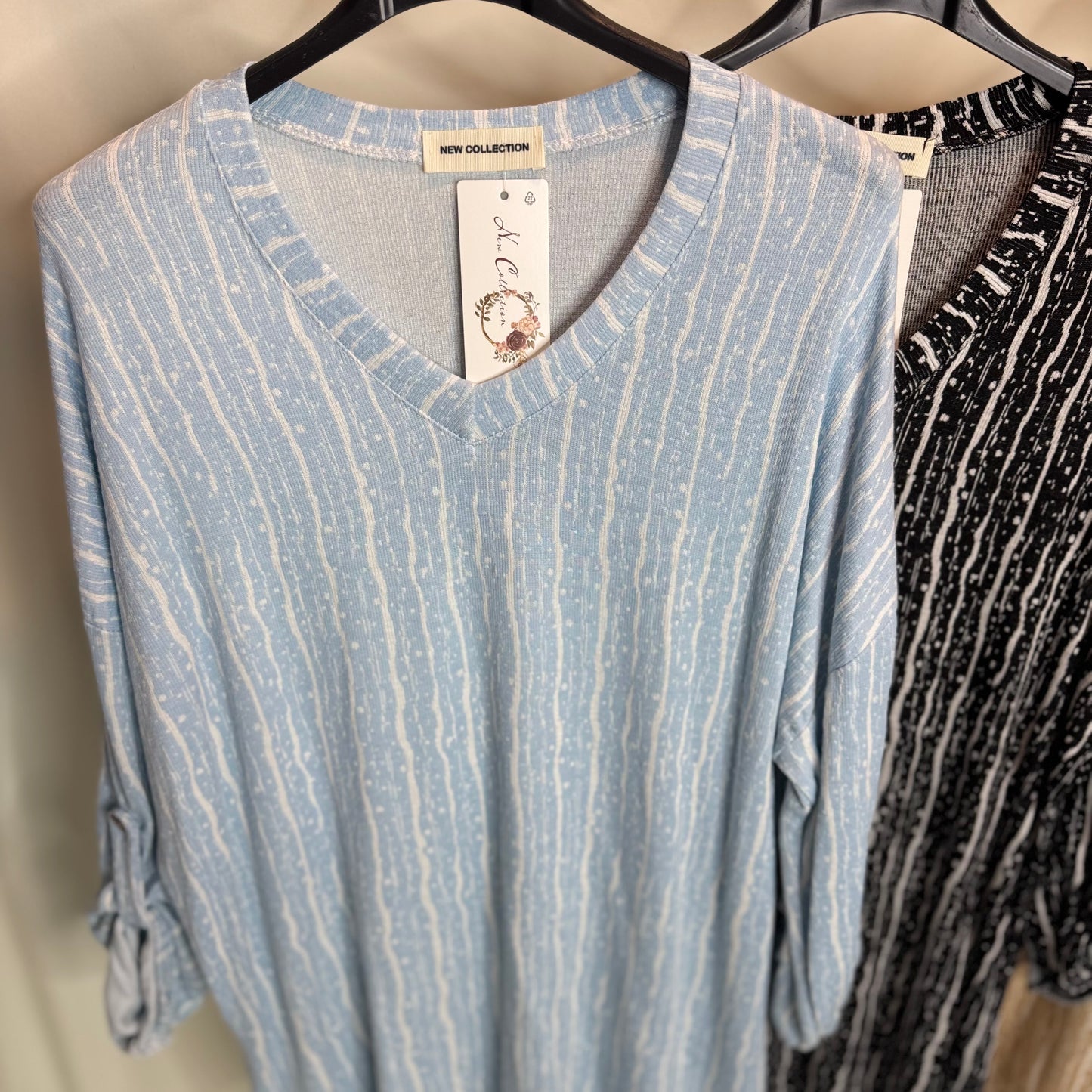 Whitney - Long Sleeve Stripe/Speckle Top